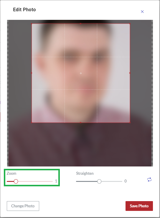 Zoom Slider in the Edit Photo Dialog Zoom Slider in the Edit Photo Dialog